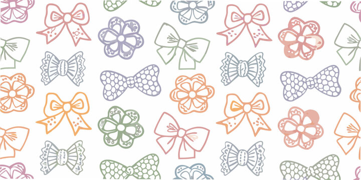 Repeating bow pattern pastel colors seamless vector illustration