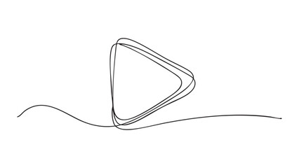Obraz premium One line drawing of video play symbol with scribbled style on transparent background art.