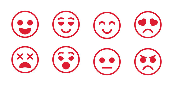 Red illustration icon of a smiley face. vector illustration