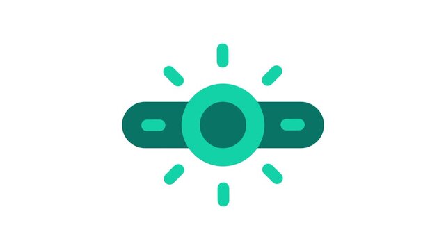 A white background icon showing a stylized sun or light source with radiating rays representing sunny weather brightness or a UV light indicator for clear conditions