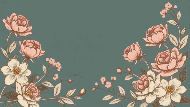Floral pattern with pink and white flowers.