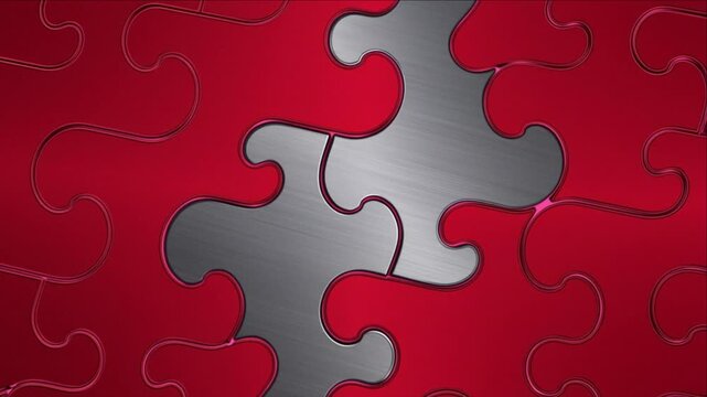 分散型合意を象徴する赤いラインが嵌合し発光する高密度なパズル背景