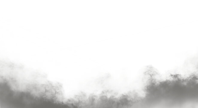 Smoke rising up into the air with misty fog  natural phenomenon transparent background