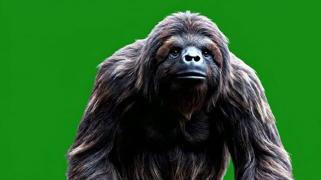 Solitary Howler Monkey Walking Across Bright Green Background, Isolated Animal Motion For Wildlife Education and Conservation Themes