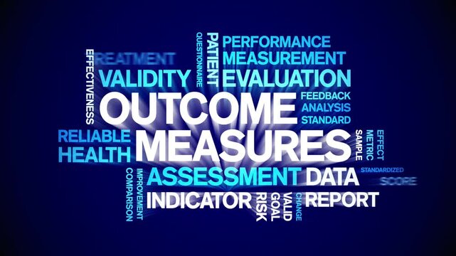 Outcome Measures animated word cloud-text design animation tag kinetic typography seamless loop.
