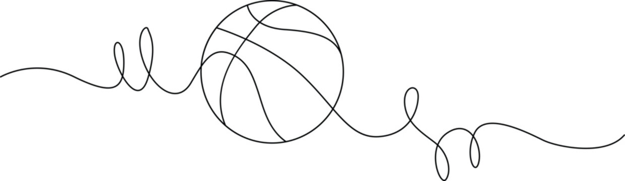 Basketball with curved laces and swirling lines Vector