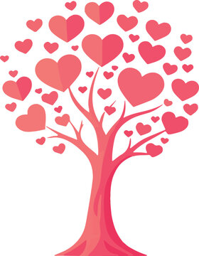 Illustrazione di un biglietto con albero di cuori e spazio per testo personalizzato. Ideale per messaggi romantici, inviti, San Valentino e occasioni speciali.