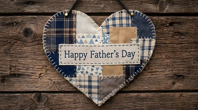 Happy father's day heartfelt patchwork heart decoration