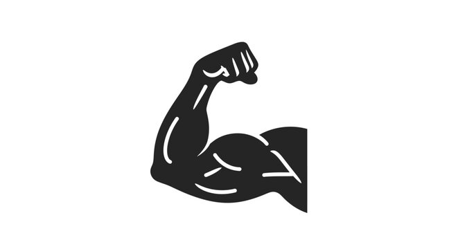 Bicep flexing arm muscle icon isolated on white background symbol concept