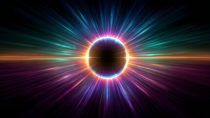 Fototapeta premium Cosmic enigma: a vivid black hole with radiant accretion disk — a mesmerizing sci-fi backdrop for space-themed projects