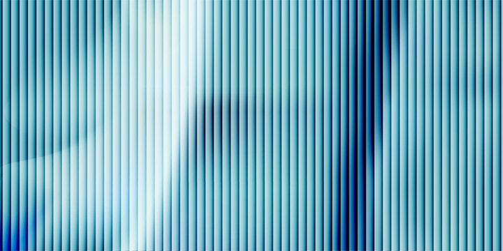 Abstract ribbed fluted blurred light blue gradient background web header website texture. Blue digital clean soft effect pattern. Glitch Texture. Glass blurred neon backdrop wallpaper
