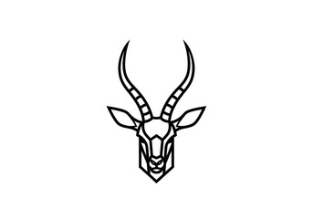 Minimalist geometric antelope head icon on white background