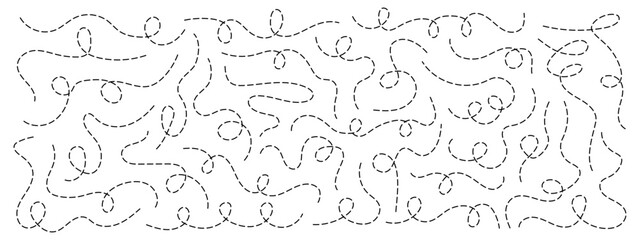 Hand drawn squiggly dashed, dotted lines, curved lines vector collection © Anastasiia