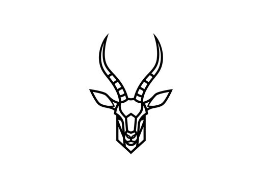 Minimalist geometric antelope head icon on white background