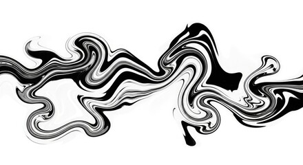 Fototapeta premium Abstract black and white liquid marble swirl on white background
