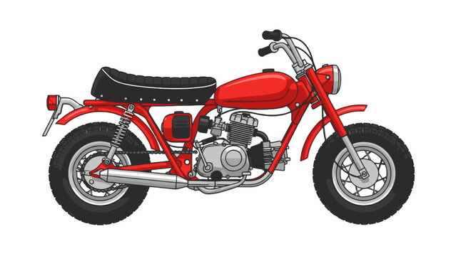 Red Mini Motorcycle Illustration Isolated on White Background