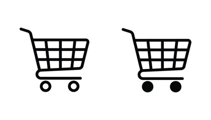 Shopping cart icon set for e-commerce and retail websites in outline and solid black vector style for online store user interface design © Nova