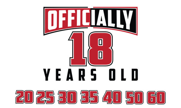Officially 18 Birthday Vector Typography Design