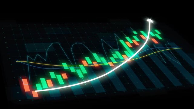 Business growth concept in allusive graph chart showing marketing sales profit increasing to future target . Excellent financial status of corporate business rise up . Finance and money 3D rendering .