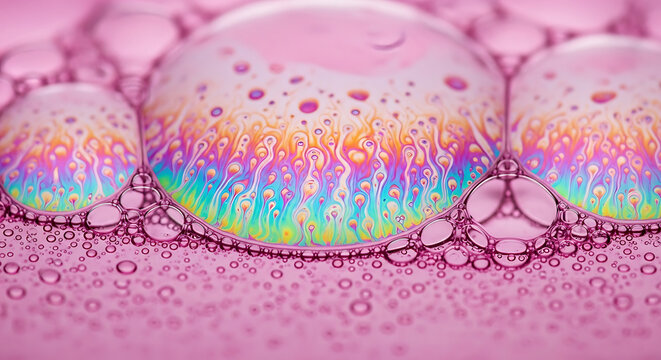 Close-up of colorful skin cells under microscope with vibrant texture