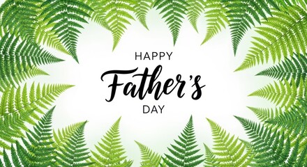 Happy father's day card with ferns elegant greenery design for dad's special day greeting and celebration