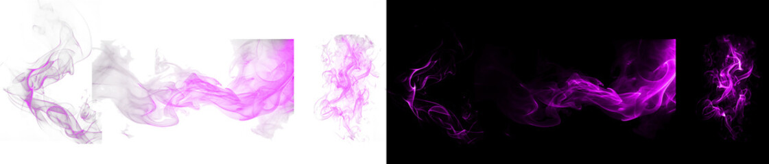 Vibrant magenta smoke trails and magic vapor wisps on dark background. © Ontime Rahela