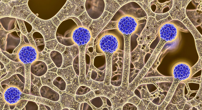 Microscopic view of blue cells with branching structures