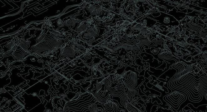 Topographic Map Contour Lines - Digital Terrain Model Overlay