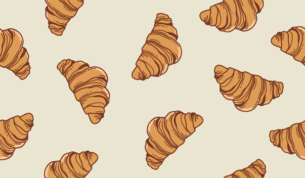 Cute croissant pattern background vector design