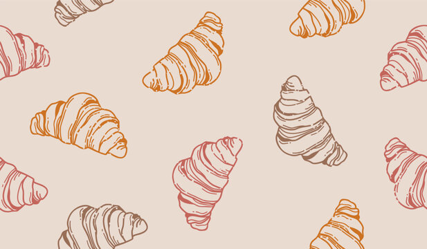 Cute croissant pattern background vector design
