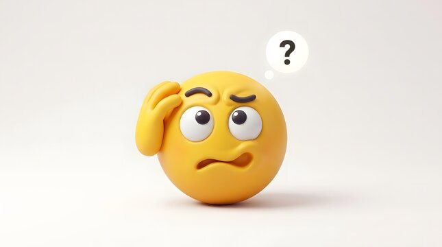 Confused emoji scratching head with question mark bubble
