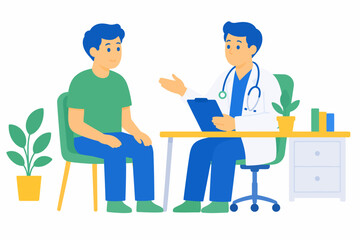 Fototapeta premium Doctor consulting with a male patient in a medical office.