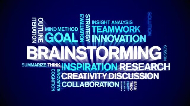 Brainstorming animated word cloud-text design animation tag kinetic typography seamless loop.