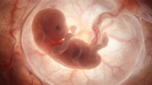 Embryonic developmental progression: human organism, fetal growth, prenatal existence, uterus womb, amniotic chamber, umbilical cord, placenta nourish, biology anatomy.