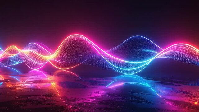 ネオン　光波　デジタル　抽象　未来　グラデーション　背景素材