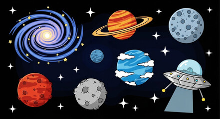 Space Objects and Celestial Bodies. © Bear