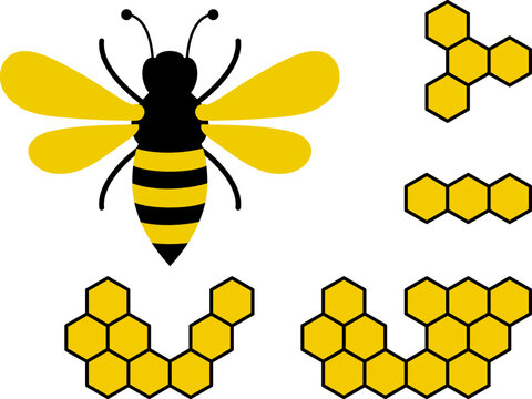 Honeycomb and flying bee background. A bee flying pattern. Background bee flying honeycomb. Flying Bees Creating Honey Pattern Background. Busy Flying Bees on a Golden Yellow Background with Honeycomb