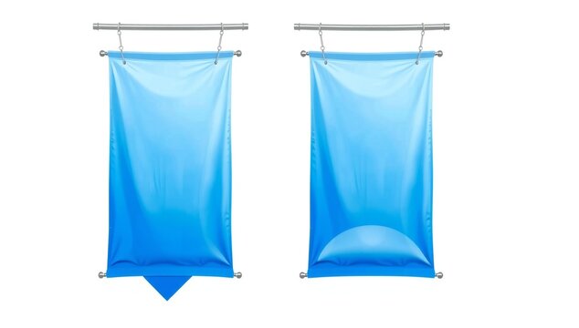 Blue shower caddies hanging on rod