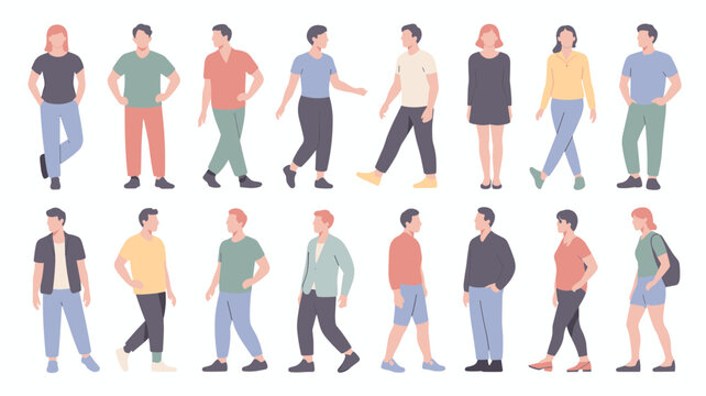People Silhouettes Vector Set, Human Character Figures Collection