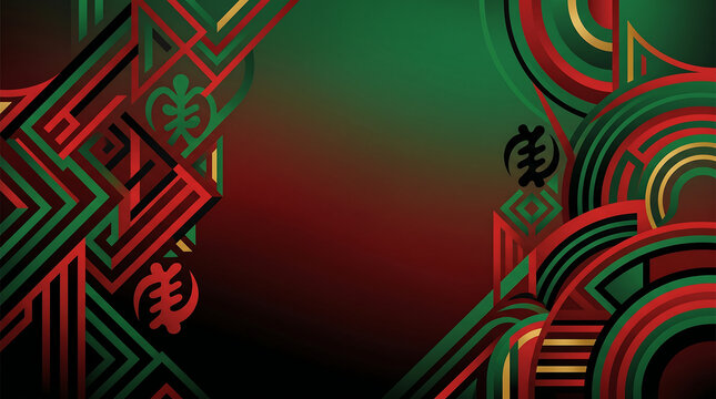 African geometric pattern with adinkra symbols | Traditional kente colors abstract background design | Juneteenth heritage texture with cultural motifs
