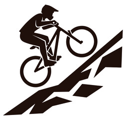 Obraz premium Man riding a bicycle down a ramp performing a stunt trick on a bike