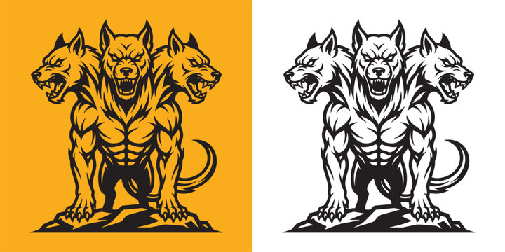 Cerberus Three Headed Hellhound Mythological Creature Mascot Design