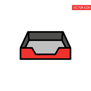 Red and gray open box icon.