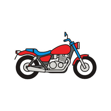 Red and blue motorcycle vehicle.