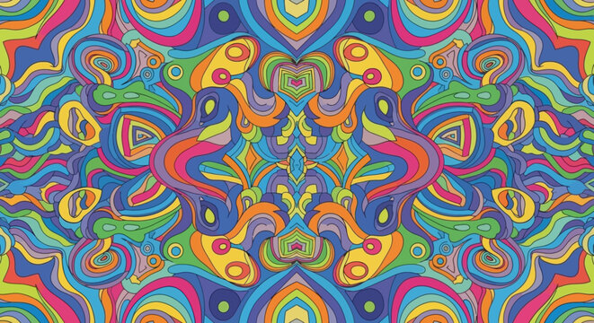 Vibrant Psychedelic Pattern Background - Trippy Swirls and Shapes