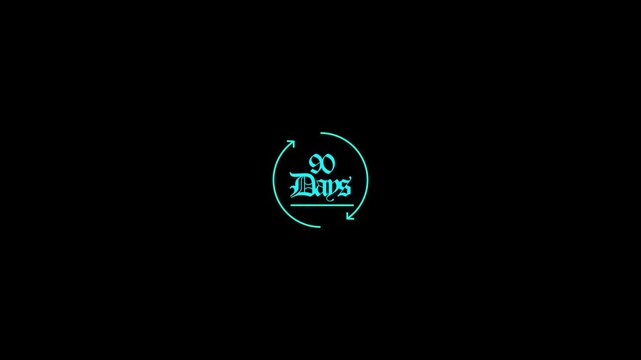 Number 90 neon bright cyan color animation 4k video.4k video