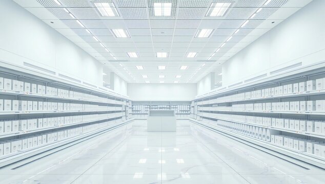 Empty warehouse with shelves