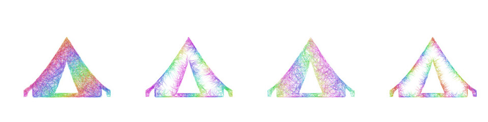 Rainbow color sketch tent icon design set © David Zydd