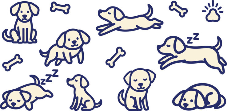 Cute cartoon dogs and bones pattern