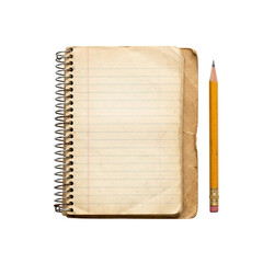 Vintage spiral notebook and yellow pencil mockup © BTG